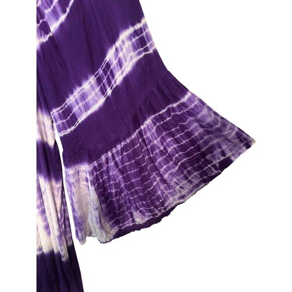 NWT Tye-dyed purple & white swim cover, tunic or dress flayed bell sleeves - Picture 3 of 7